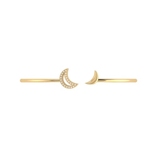 Shop Luvmyjewelry Date Night Double Crescent Sterling Silver Diamond Adjustable Cuff In 14kt Gold Vermeil On Sterling