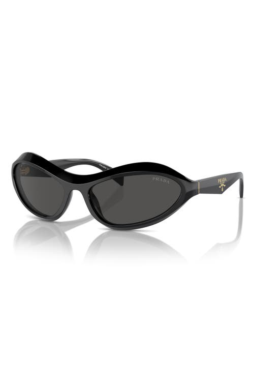 Prada 61mm Oval Sunglasses In Dark Grey
