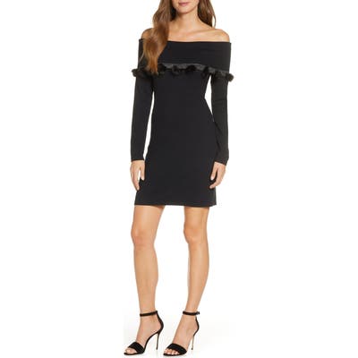 Lilly Pulitzer Dunham Off The Shoulder Long Sleeve Sweater Dress, Black