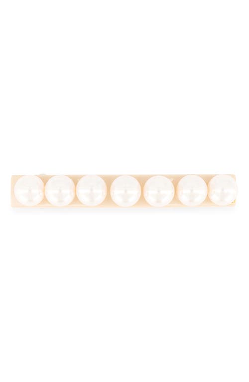 Alexandre De Paris Imitation Pearl Barrette In Beige