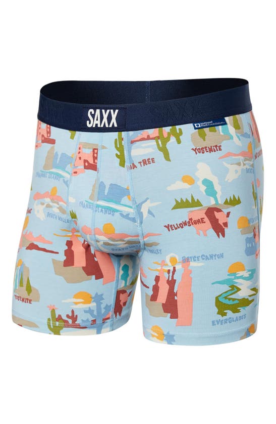 Saxx Ultra Super Soft Relaxed Fit Boxer Briefs In Park Tour Guide- Blue