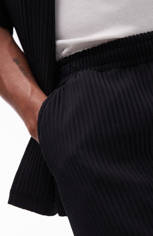 Shop Topman Ribbed Wide Leg Pants In Black
