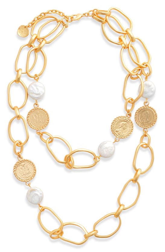 KARINE SULTAN KARINE SULTAN PEARL & COIN LAYERED NECKLACE 