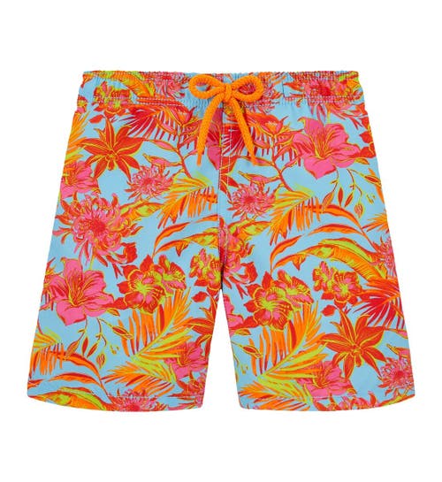 Vilebrequin Kids' Tahiti Flowers Swim Shorts In Santorin
