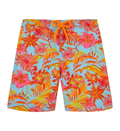 Shop Vilebrequin Kids' Tahiti Flowers Swim Shorts In Santorin