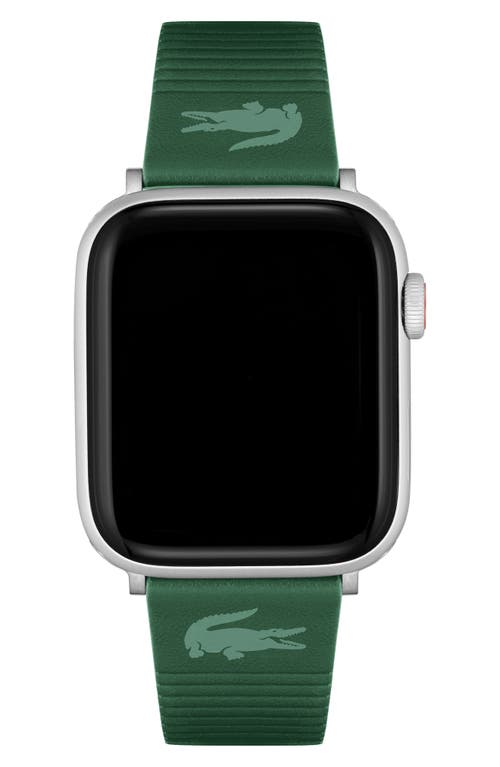 Lacoste Striping Leather Apple Watch® Watchband in Green