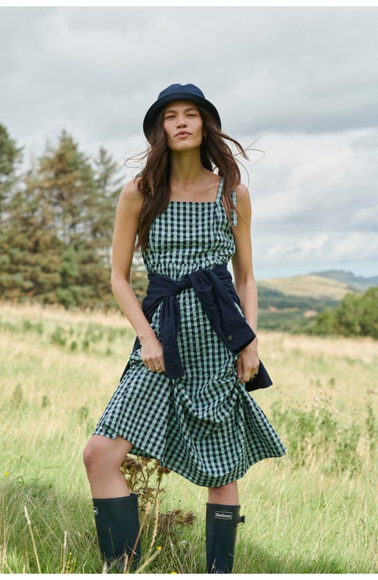 Barbour Abigail Gingham Cotton Midi Sundress In Blue Haze Gingham