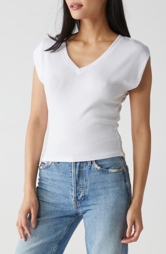 Shop Michael Stars Tati Power Shoulder Rib Top In White