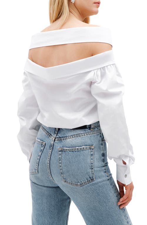 Marcella Vesper Off The Shoulder Button-up Shirt In White