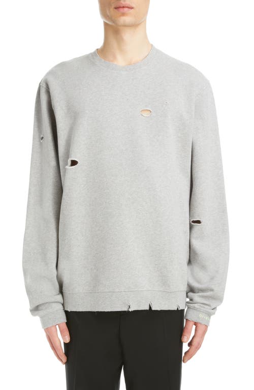 Givenchy Classic Fit Destroyed Crewneck Sweatshirt Heather Grey at Nordstrom,