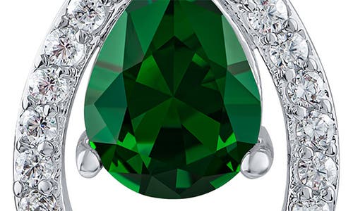 Cz By Kenneth Jay Lane Cz Pavé Halo Teardrop Stud Earrings In Emerald/silver