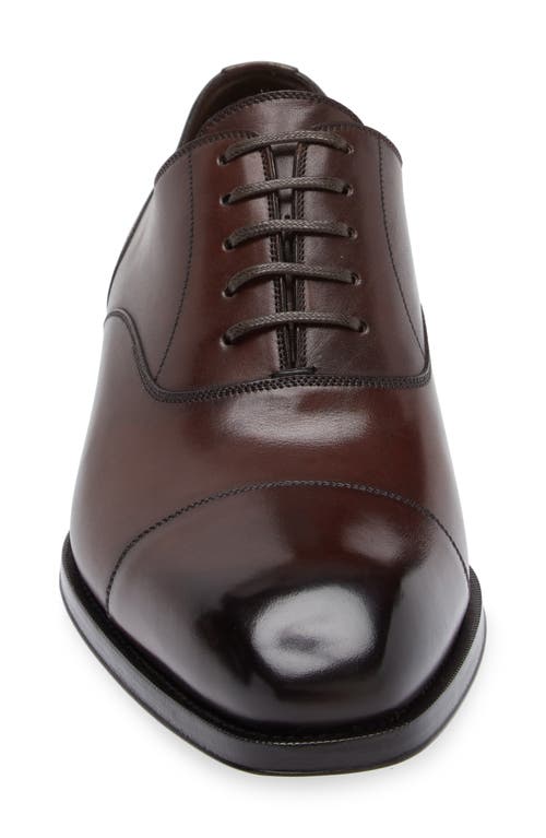 Shop Tom Ford Elkan Burnished Leather Oxford In Burnt