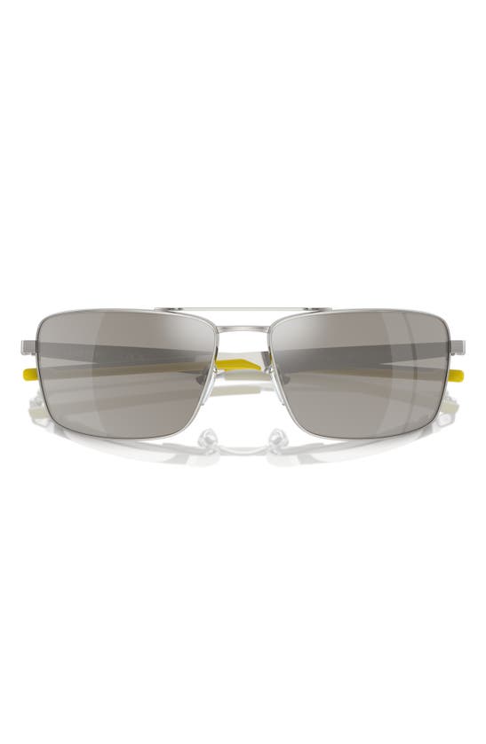 Scuderia Ferrari X 60mm Rectangular Sunglasses In Grey Mirror