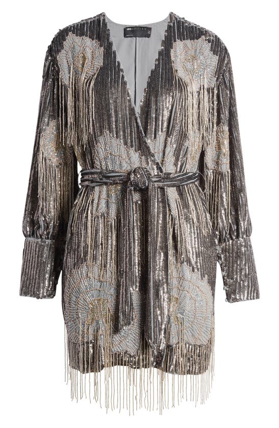 asos sequin wrap mini dress ASOS EDITION mini wrap dress with graphic sequin
