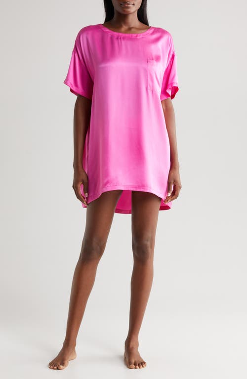 Oversize Silk Sleepshirt in Caffeinated Pink
