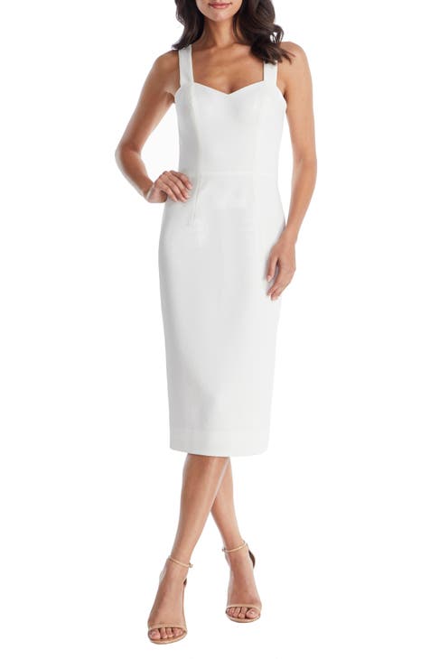 Structured Cape Sheath Dress In Ivory
