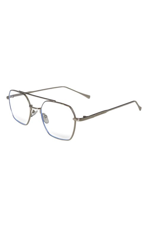 Fifth & Ninth Loki 51mm Geometric Blue Light Blocking Glasses In Silver/clear