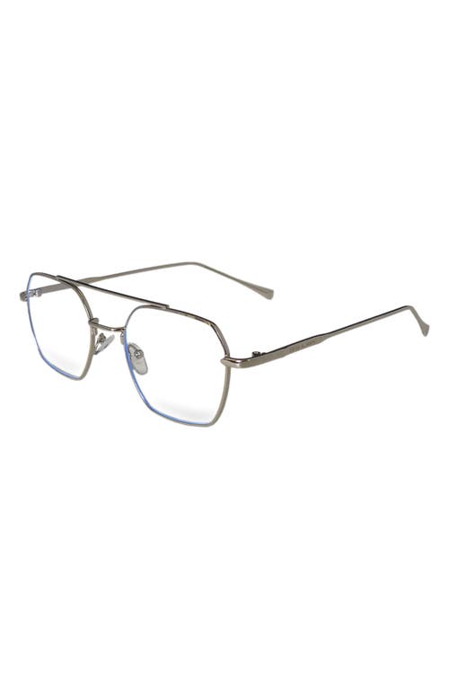 Shop Fifth & Ninth Loki 51mm Geometric Blue Light Blocking Glasses In Silver/clear