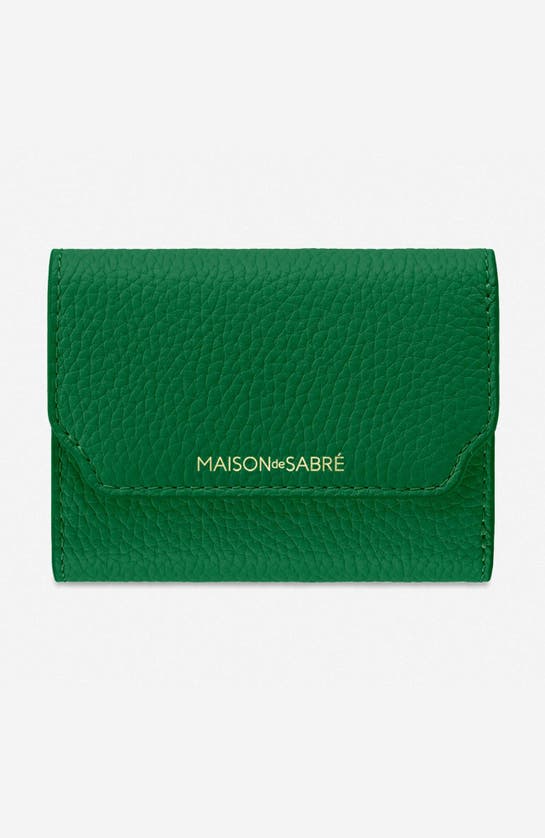 Maison De Sabre Maison De Sabré Leather Trifold Wallet In Emerald Lily