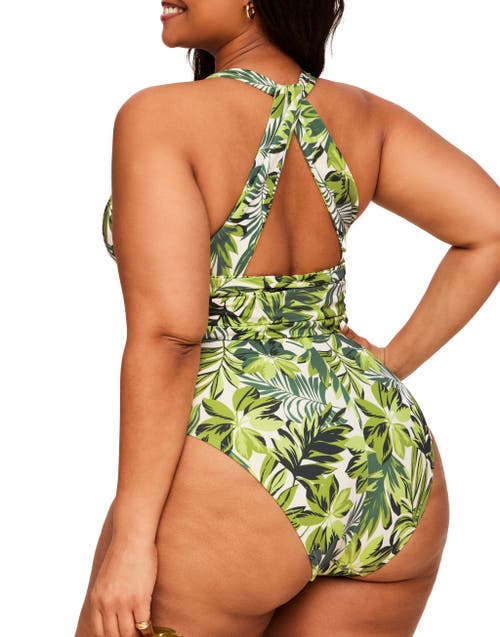 Adore Me Monroe Swimwear One-piece In Tropical Green