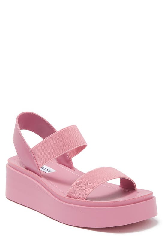 Steve Madden Janice Platform Wedge Sandal In Pink Pu/ Elastic