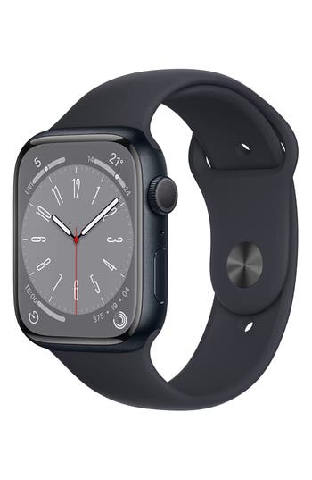 Shop Apple 45mm Series 8 Gps + Cellular  Watch® Sport Band In Black