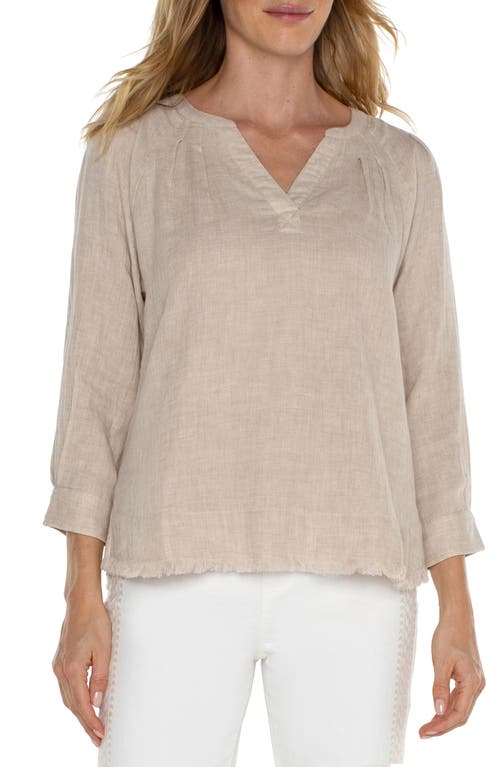 Liverpool Los Angeles Raw Hem Cotton Lawn Top Beige at Nordstrom,