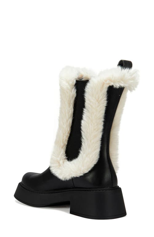 Azalea Wang Heartthrob Water Resistant Faux Fur Chelsea Boot In Black
