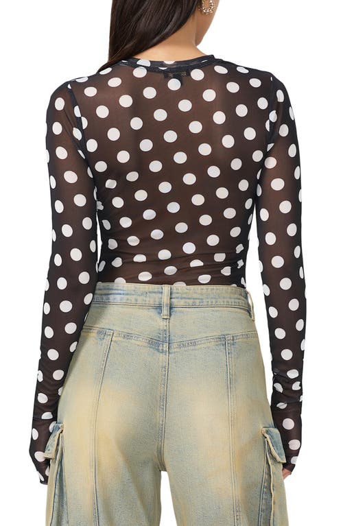 Shop Afrm Kaylee Print Mesh Top In Diagonal Dot