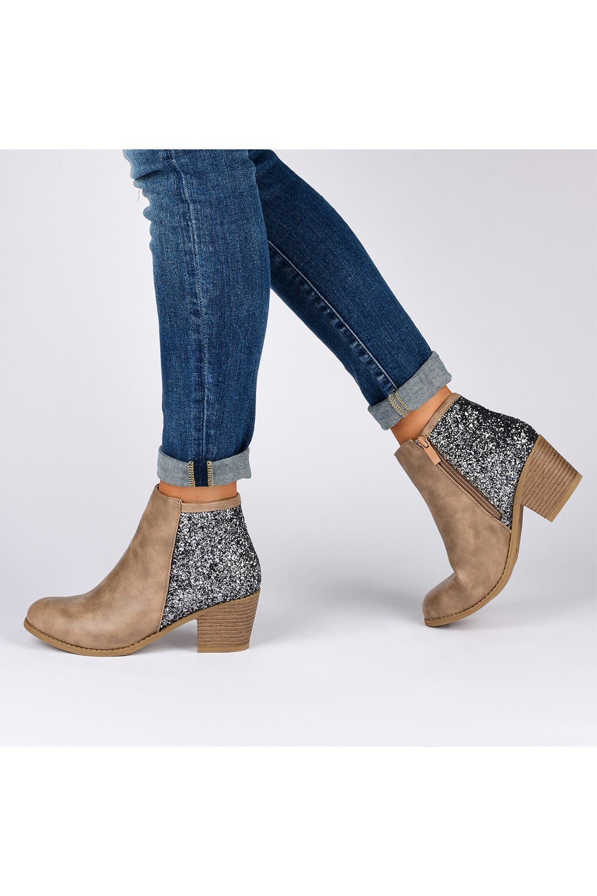 Noble Glitter Heel Ankle Bootie 