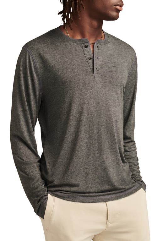 Shop Lucky Brand Long Sleeve Slub Jersey Henley In Charcoal Heather