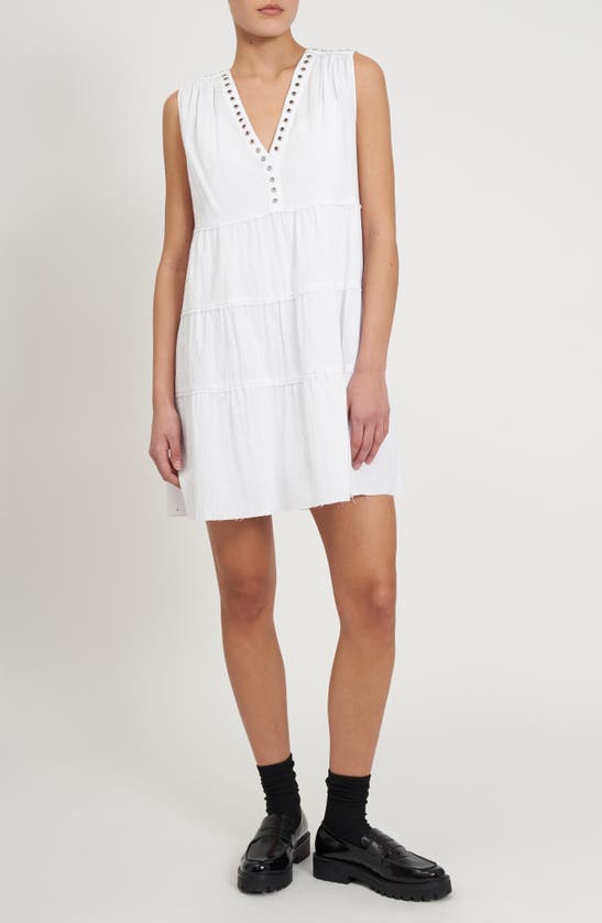 Shop Rebecca Minkoff Gigi Grommet Sleeveless Minidress In Bright White