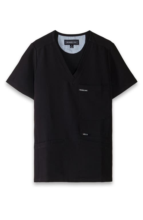 Shop Members Only Palermo 4-pocket Scrub Top In Black