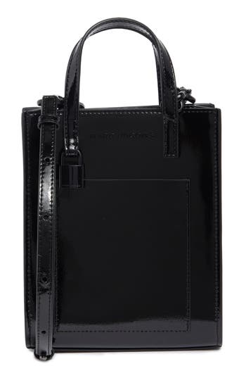 Marc Jacobs Micro Patent Leather Tote In Black
