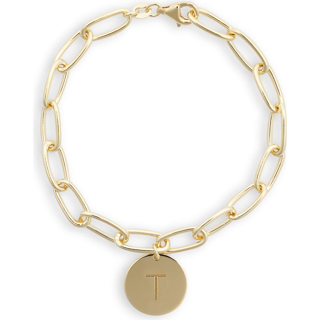 Meshmerise Initial Disc Charm Bracelet In Yellow-t