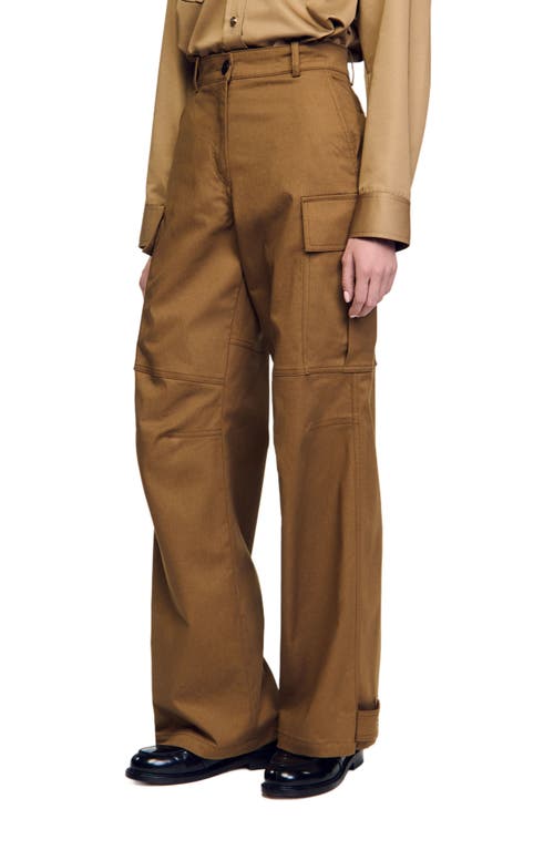 Shop Sandro Cargo Trousers In Clay