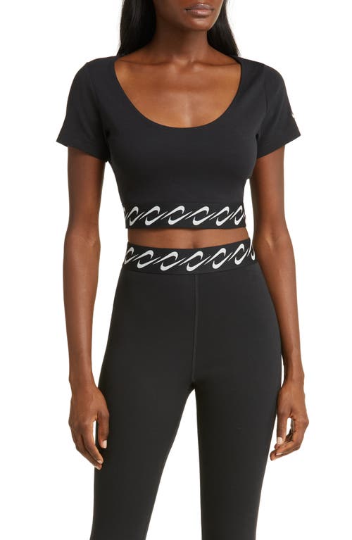 Nike Essentials Swoosh Taping Crop T-Shirt at Nordstrom,