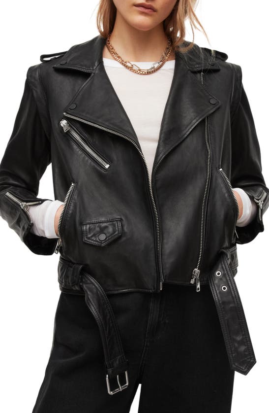 Allsaints Morgan Convertible Leather Biker Jacket In Black | ModeSens