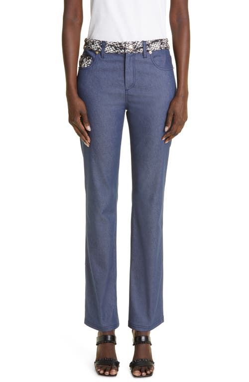 St. John Collection Tweed Detail Stretch Denim Trouser Jeans in Blue