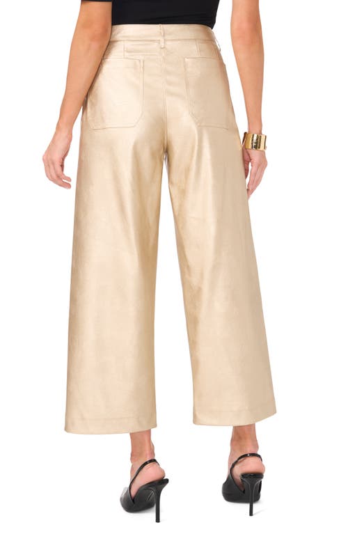 Shop Vince Camuto Metallic Wide Leg Crop Pants In Soft Gold