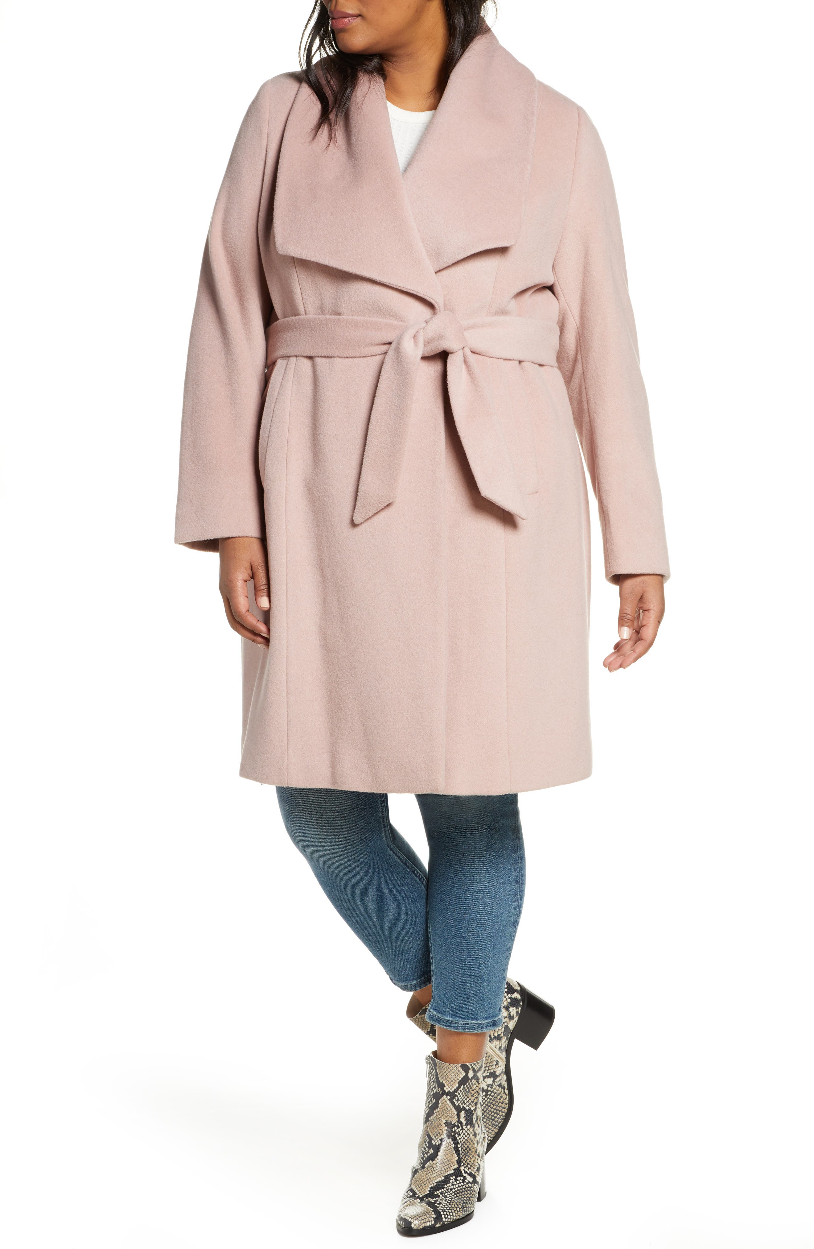 cole haan wrap coat dusty rose