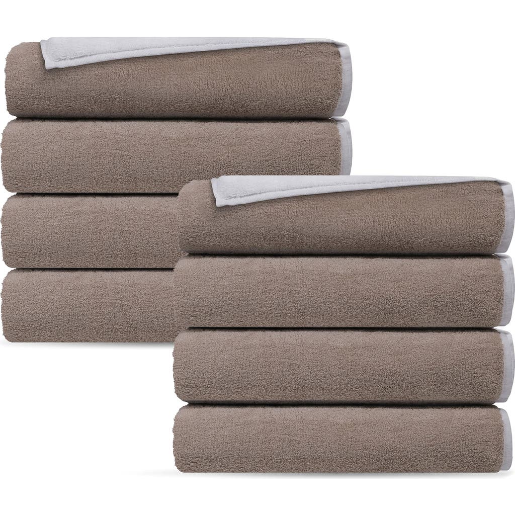 Brooks Brothers Double Face 8-piece Turkish Cotton Washcloths In White Beige