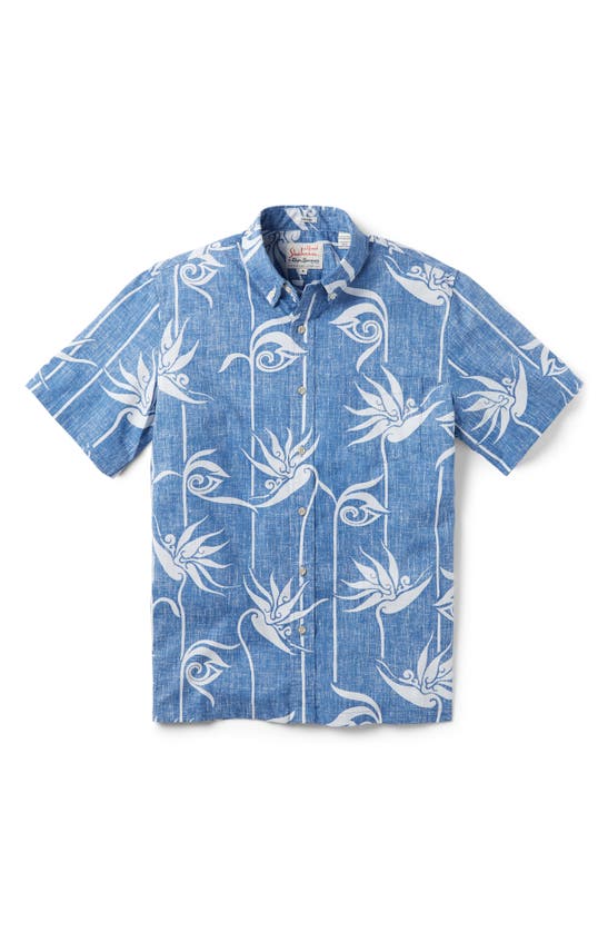 Shop Reyn Spooner X Alfred Shaheen Personal Paradise Classic Fit Floral Short Sleeve Button-down Shirt In Blue Horizon