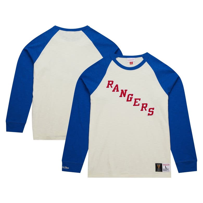 Shop Mitchell & Ness Cream New York Rangers Legendary Slub Vintage Raglan Long Sleeve T-shirt