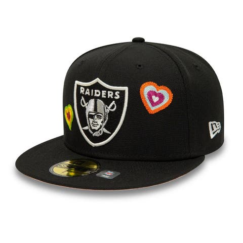 Men's New Era Black/Silver Las Vegas Raiders Super Bowl XVIII Letterman  59FIFTY Fitted Hat