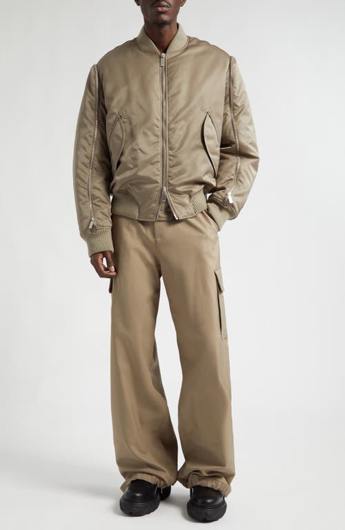 Off-White Zip Sleeve Bomber Jacket Beige at Nordstrom,