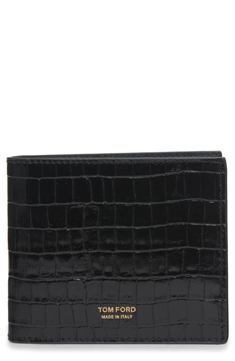 T-Line Croc Embossed Patent Leather Bifold Wallet