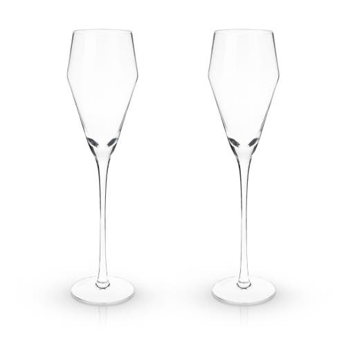 Viski Raye Crystal Angled Prosecco Glasses Set Of 2 In Clear