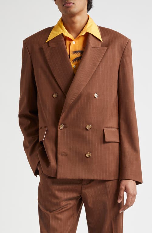 STOCKHOLM SURFBOARD CLUB Show Pinstripe Sport Coat in Brown Pinstripe 