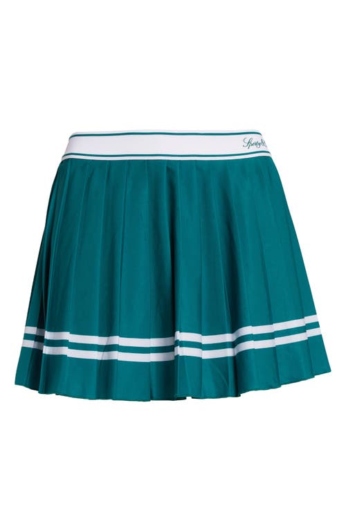 Shop Sporty And Rich Sporty & Rich Vendome Script Pleated Skirt In Alpine